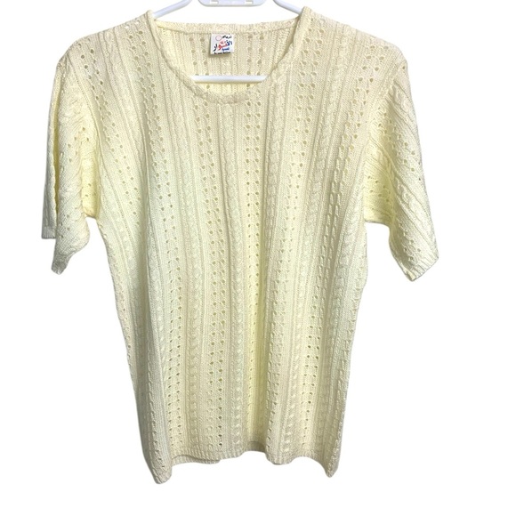 Egyptian NWOT Acrylic Sweater, Ivory, Short Sleeve, Loose Cable Knit,Light - Picture 1 of 11